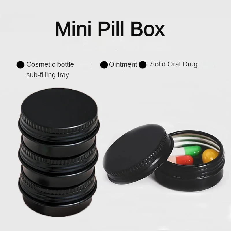 

Mini Medicine Box Portable Black Light-proof Small Portable Aluminum Alloy Food Grade Packaging Sealed Small Box Does Not Rust