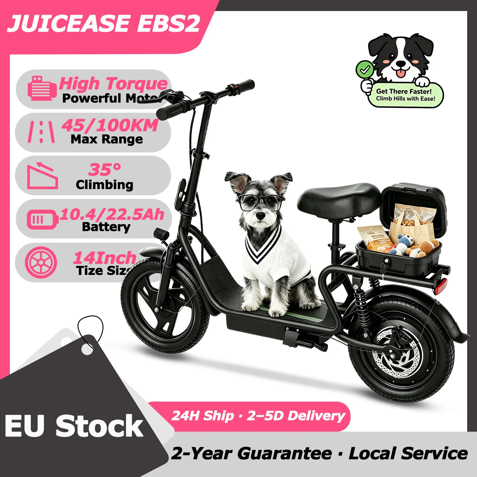 ATSANT EBS2 Ultra Elektroroller für Erwachsene mit Hochleistungsmotor und Sitz, 54,6V 22,5Ah Hochkapazitätsbatterie, 100KM Reichweite, 14 Zoll Pendler-E-Scooter mit Staufach