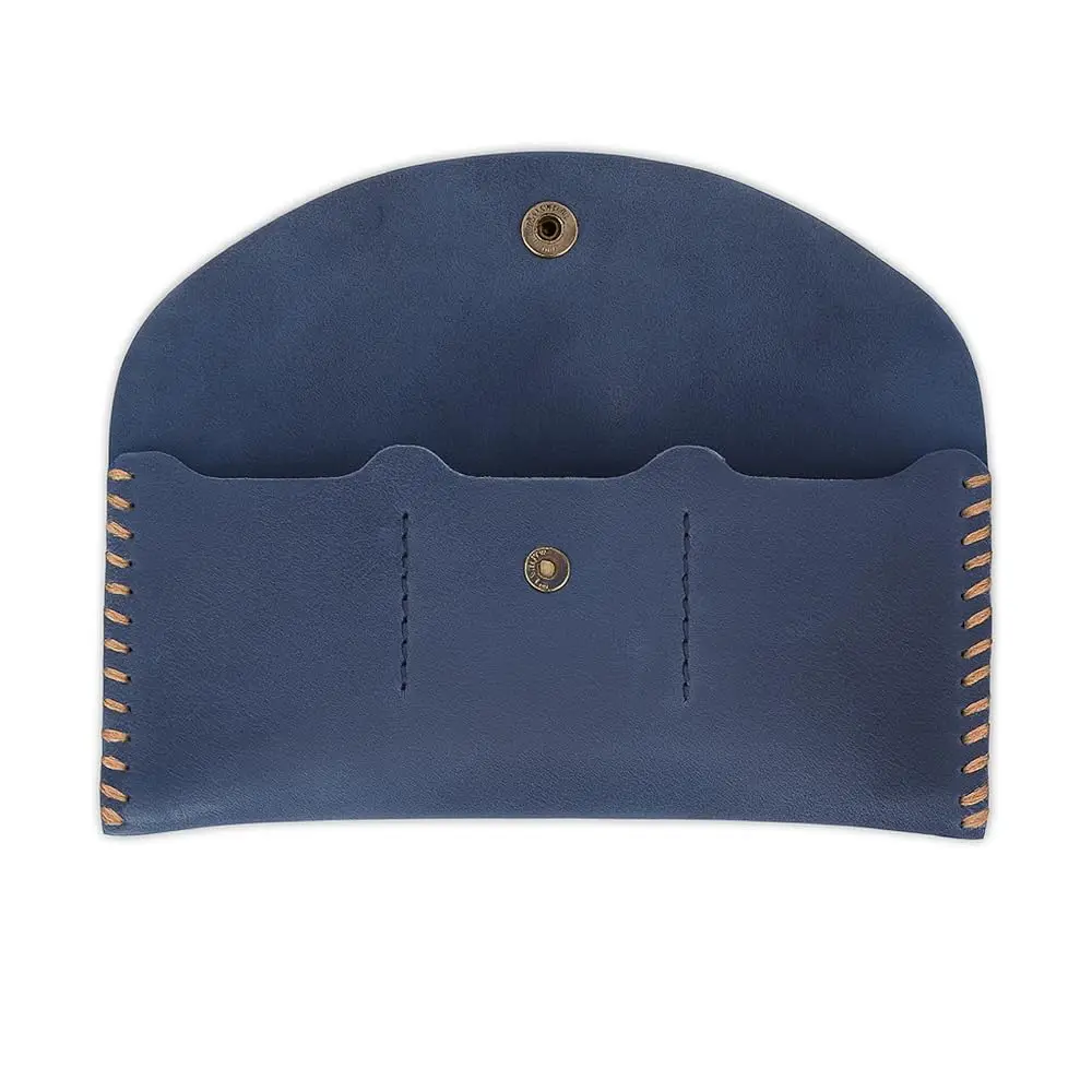 

Free ShippingNavy Blue Leather Currency Pouch Money Bag with 3 Card Slots | Handmade Genuine Leather Currency Organizer For Men