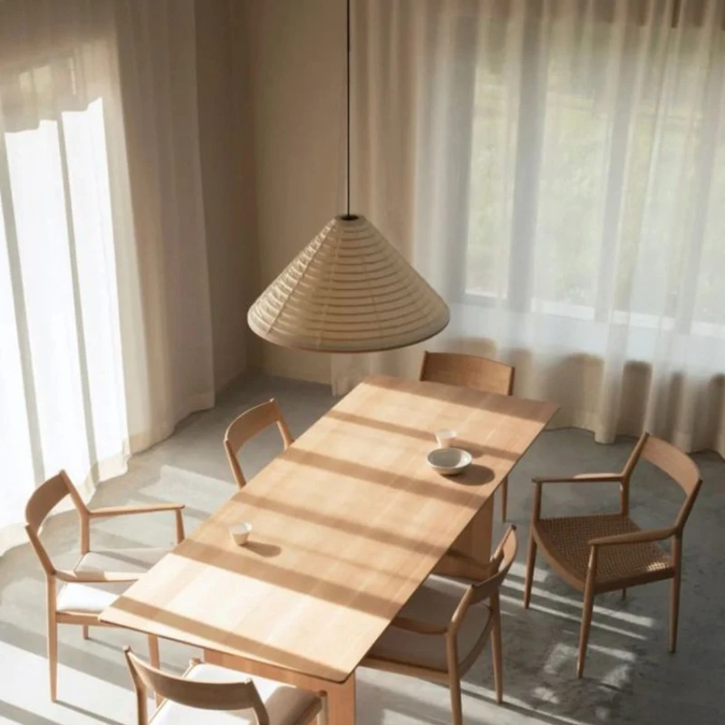 

Japanese Wabi Sabi Style Designer Cone Rice Paper Pendant Lamp Creative Parlour Tea Room Homestay Circular Atmosphere Chandelier