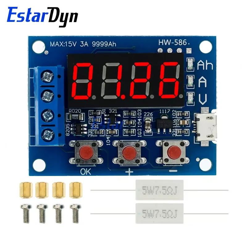 ZB2L3 Tester baterii Cyfrowy wyświetlacz LED 18650 Bateria litowa Zasilanie Test rezystancji Pojemność свинцово-kwasowa Miernik rozładowania