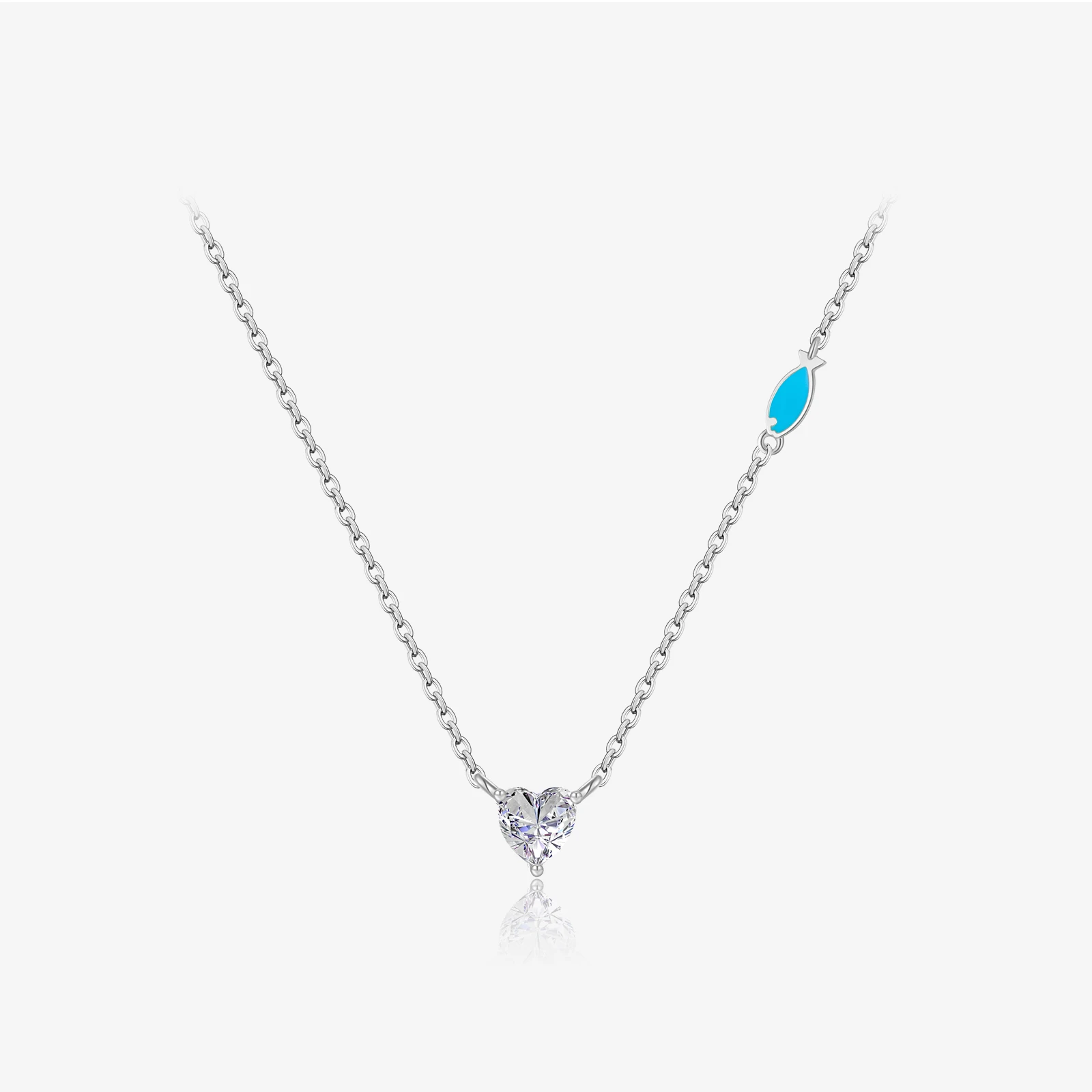 

VEWANT Women 925 Sterling Silver Blue Fish Enamel Heart CZ Zircon Long Necklace 2026 Fine Luxury Choker Wedding Jewelry Gift