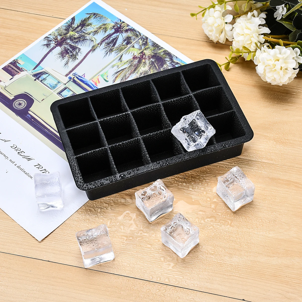 

15 Compartment Silicone Ice Cube Moulds Diy Ice Cube Maker 15 Compartment Square Moulds No Lid Easy Release Moulds