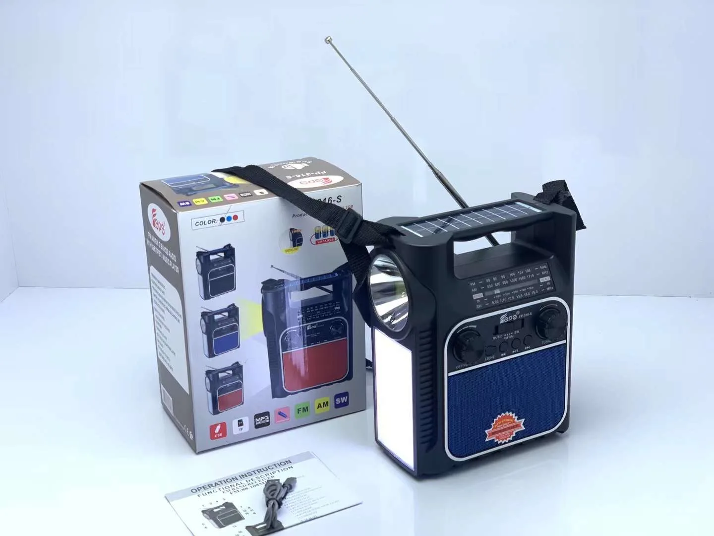 FP-316-S New Rechargeable Solar Radio Portable Handle Fm Am All Bands Outdoor Entertainment Wireless Radiogram Support Usb Bt