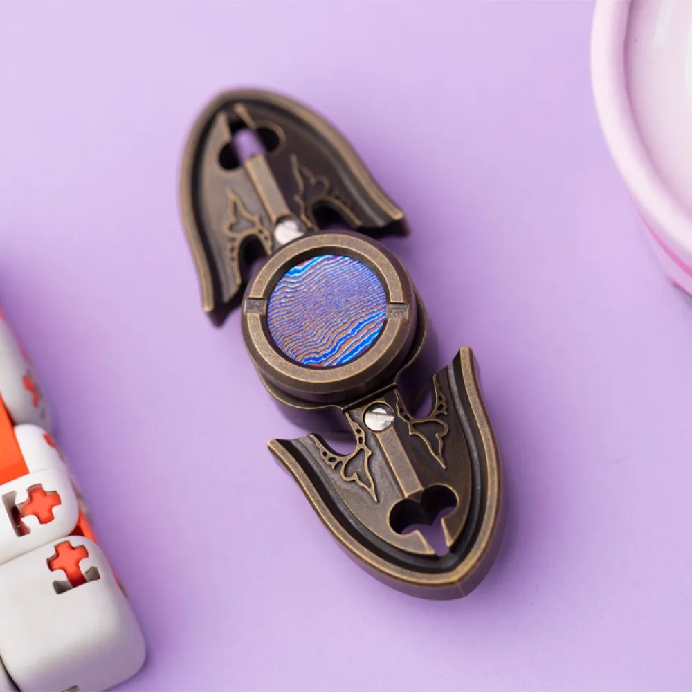 ブレインEDCフィジェットスピナー真鍮製ジャイロフィジェットトイ大人用メタルツーブレードフィジェットスピナー