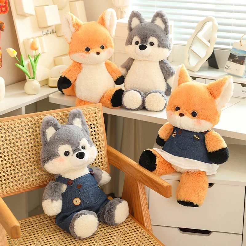 Cute Fox Plush Cartoon Running Foxes Toys Kawaii Home Decor Anime Animal Stuffed Dolls Kids Girlfriend Xmas Birthday Gifts