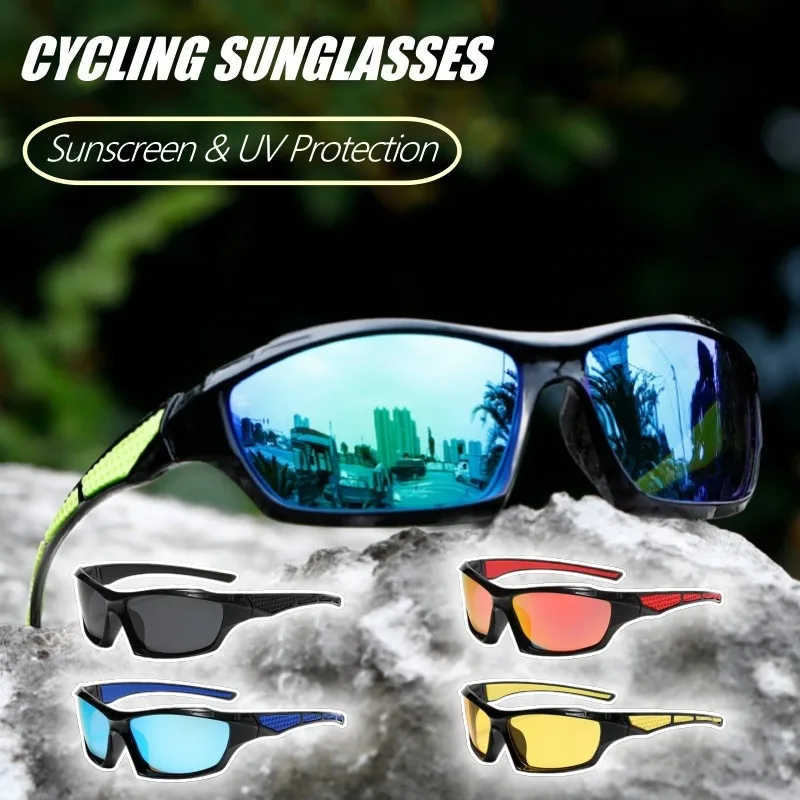 2PCS Männer Radfahren Sonnenbrille UV400 Shades Nachtsicht Brille Großen Rahmen Motorrad Angeln Fahren Wandern Brillen