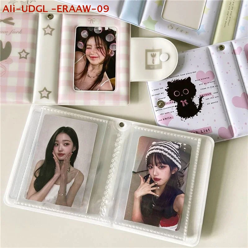 3 Inch Photo Album 32 Pockets Fork Black Cat Style ID Card Kpop Idol Photo Card Holder Storage Collect Book