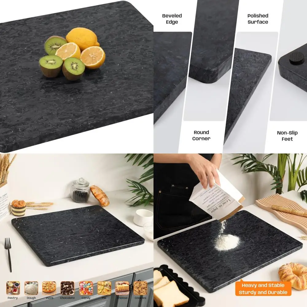 

Large 16x20 Inch Marble Cutting Board with Non-Slip Feet for Kitchen, Baking, Cheese, Charcuterie, Chocolate