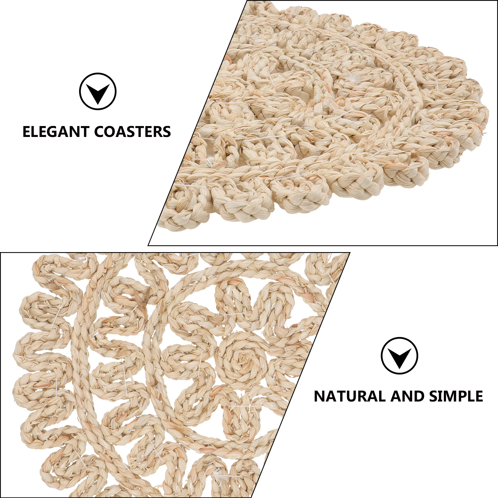 

Flower Shape Coasters Handmade Grass Woven Cup Pad Heat Insulation Mats Round Table Mat Home Anti Skid Cup Mats Practical Drink