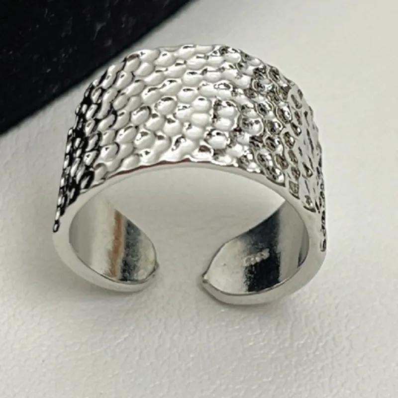 

VENTFILLE 925 Sterling Silver Wide Ring for Women Retro Texture Design Fashion Punk Jewelry Party Gift Dropshipping
