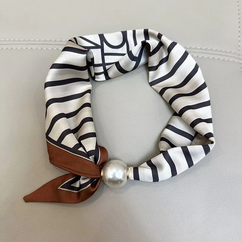 Elegante Parel Staart Magnetische Sluiting Sjaal 2025, Zomer Nieuwe Veelzijdige Ademende Mode Artistieke Accessoire Hals Wrap Sjaals
