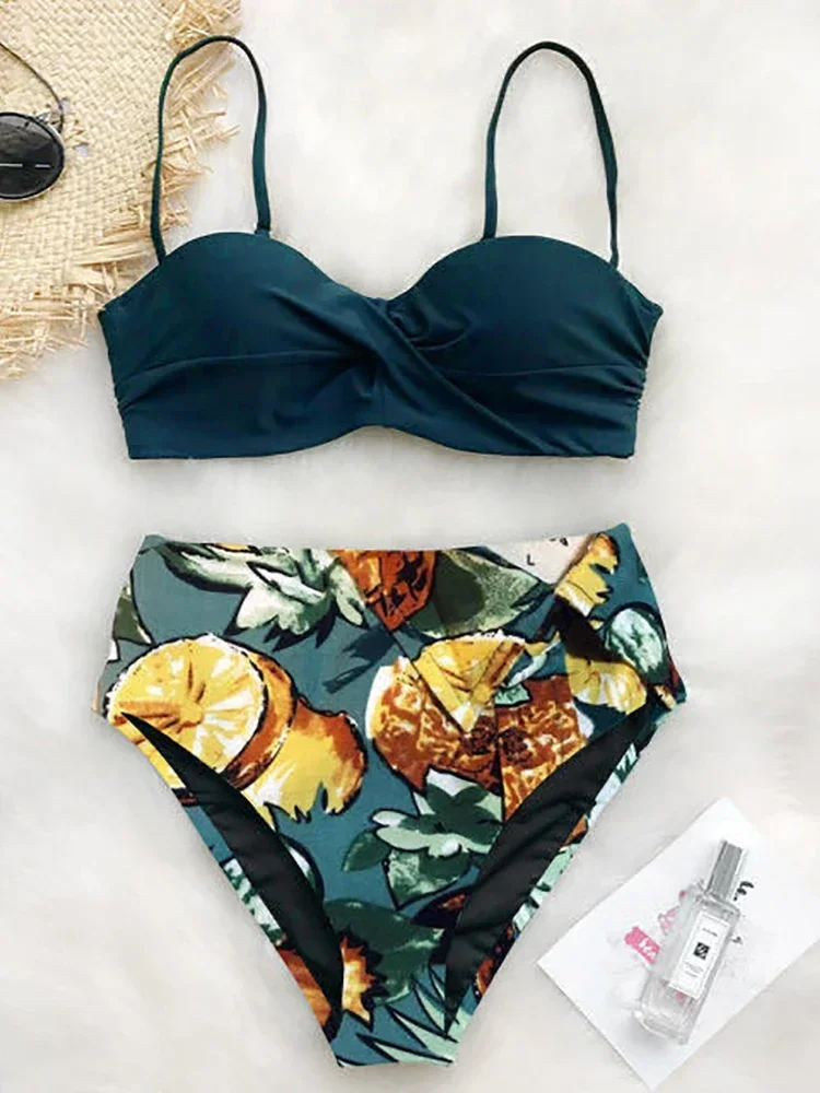 Bohemian Print Floral Bikinis  Woman Set Summer Sexy Hot High Waist Women's Swimsuit Holiday Beach Bathing Suit