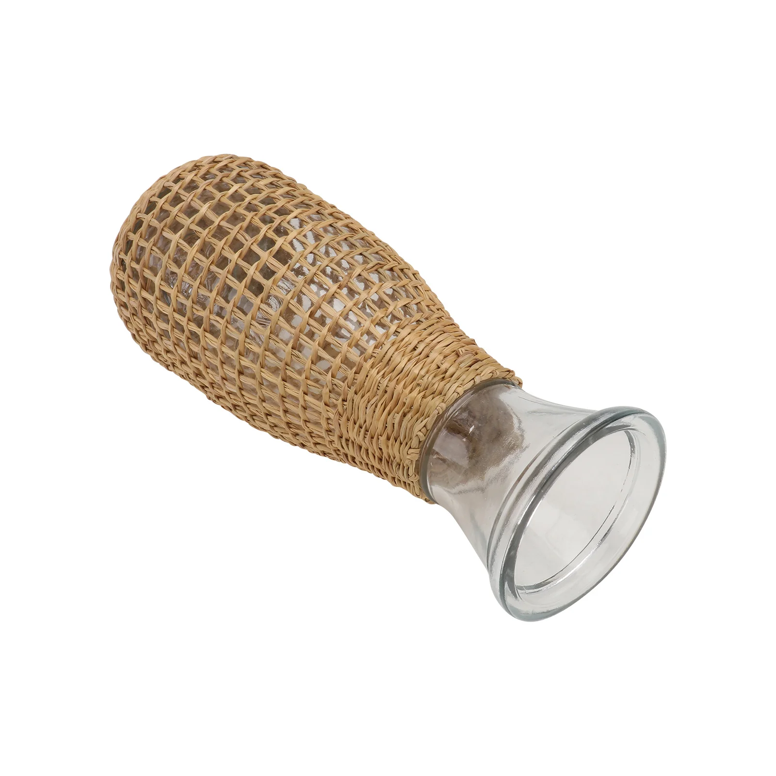 

1Pcs Straw Woven Glass Vase Creative Desktop Flower Arrangement Container Decorative Vase Ornament Flower Container