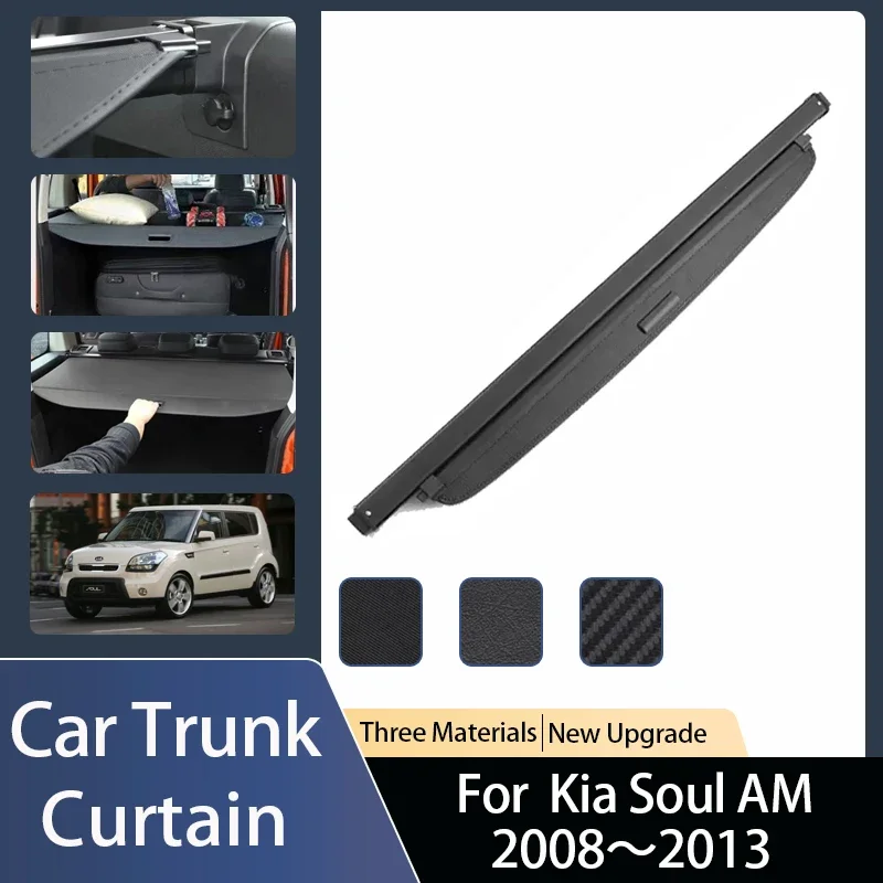 For Kia Soul AM 2008~2013 2009 Car Trunk Cargo Covers Tray Security Shields Rear Rack Curtain Partition Privacy Auto Accessories