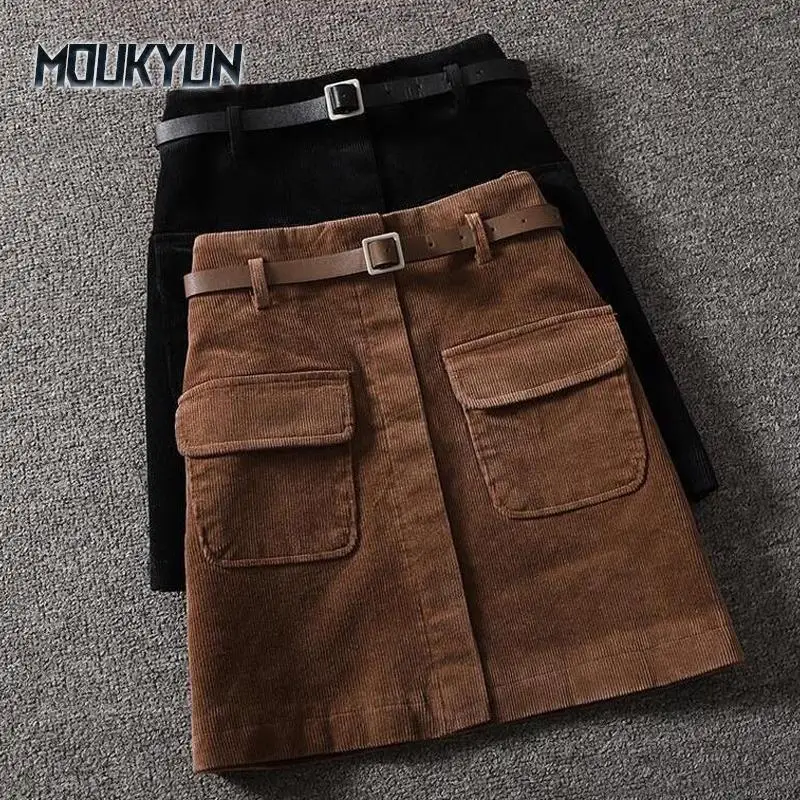 

Vintage Corduroy Skirt Women Korean Kawaii High Waist Skirts Ladies A-line Mini Skirts Faldas
