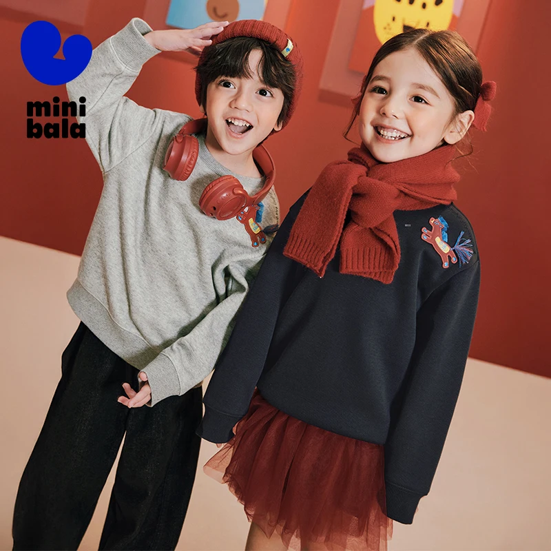 

Детский свитшот Mini Bala, новинка зимы 2025, мягкий, приятный для кожи, милый топ на флисовой подкладке
