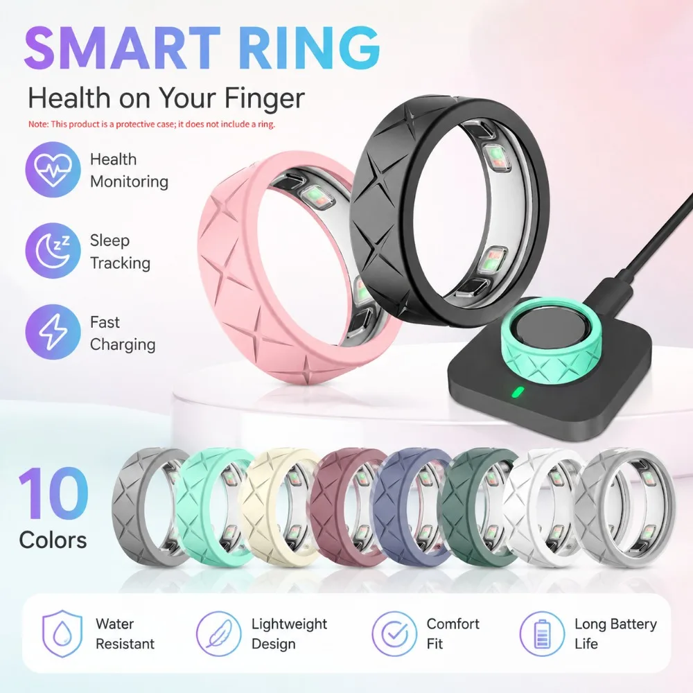 For Oura Ring 5 Silicone Case Ultra Thin Textured Protective Cover Scratch Resistant Smart Ring Sleeve