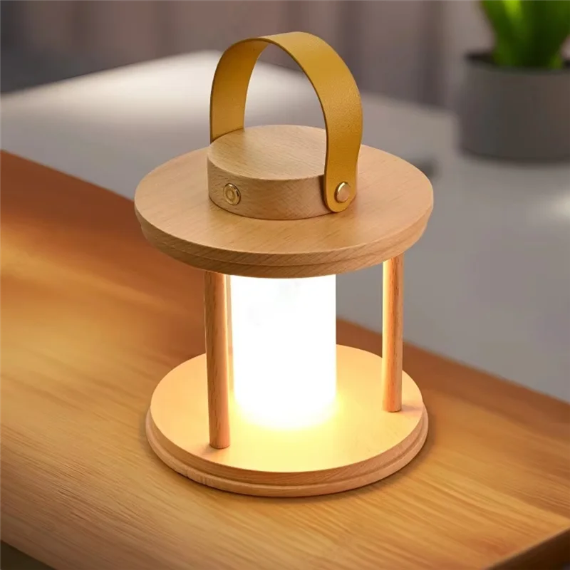 

ABZC-LED фонарь из цельного дерева, ночник, атмосферная лампа для кемпинга, портативная интеллектуальная лампа
