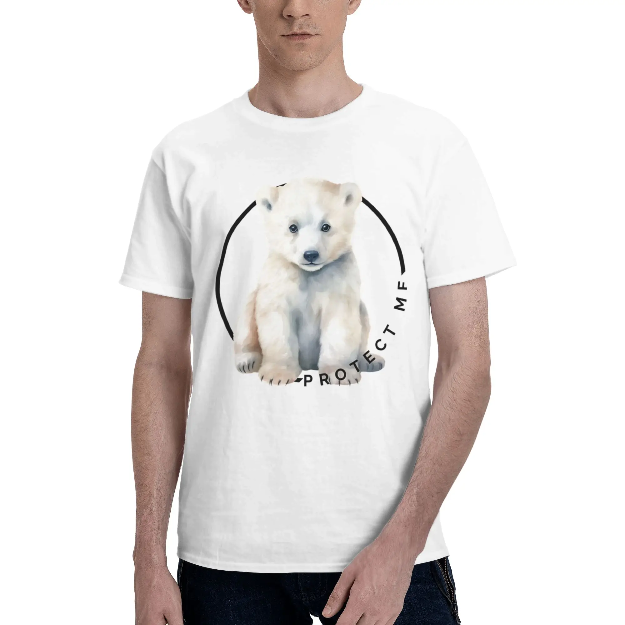 Protect Me Men T Shirt Protection Animal  Vintage Tees Short Sleeve Crewneck Cotton Summer Clothing T-Shirt