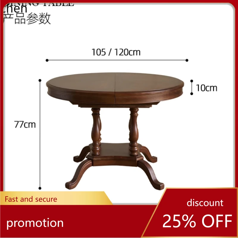 

HT solid wood folding oval dining table retractable square and round dual-purpose dining table