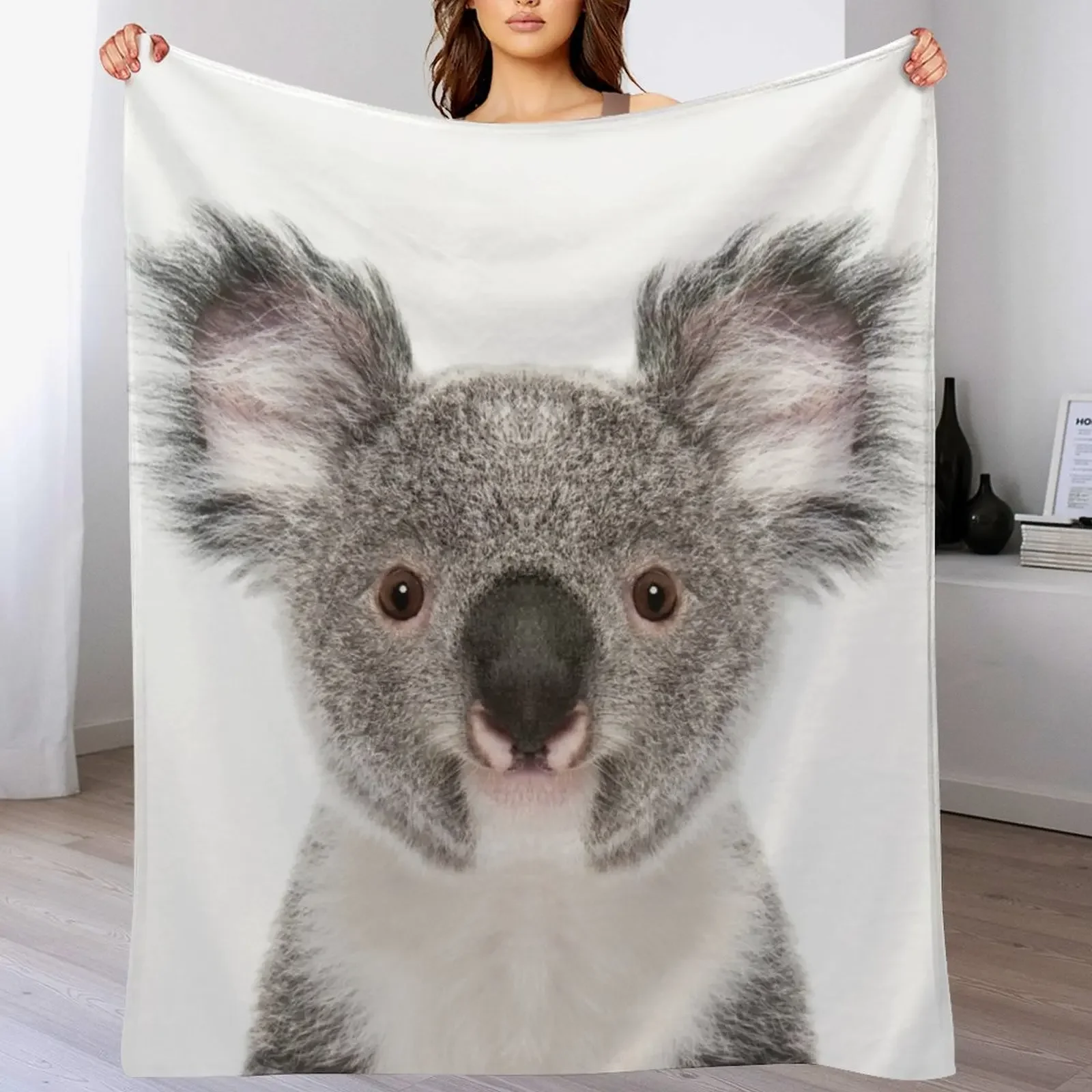 

Koala Bear Portrait Throw Blanket Stuffeds Bed Fashionable Nap Personalized Gift Blankets