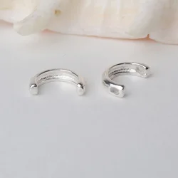solid 925 sterling silver semicircle Bead Frame, spacer loose bead with 1mm hole jewelry diy components accessories