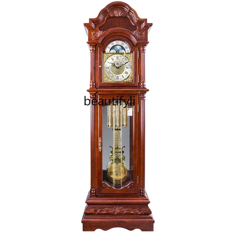 

The Grandfather Clock High-Grade Solid Wood Clock European Living Room Standing Grandfather Clock Mechanical Hermle Movement