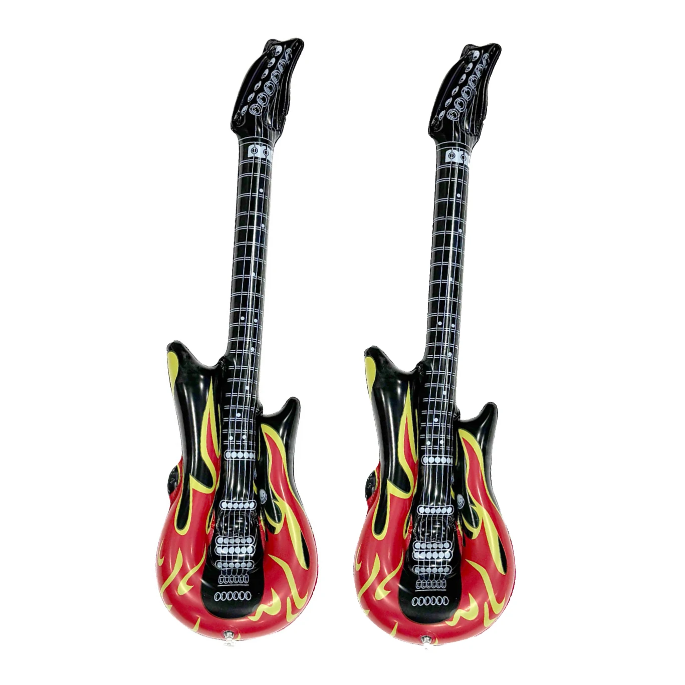 2 Stück Große Flammen-Gitarre 36 Zoll Schwarz-Rot Aufblasbare Gitarren Wiederverwendbare Rock-Gitarre Aufblasbare Ballons Musik-Party-Dekoration