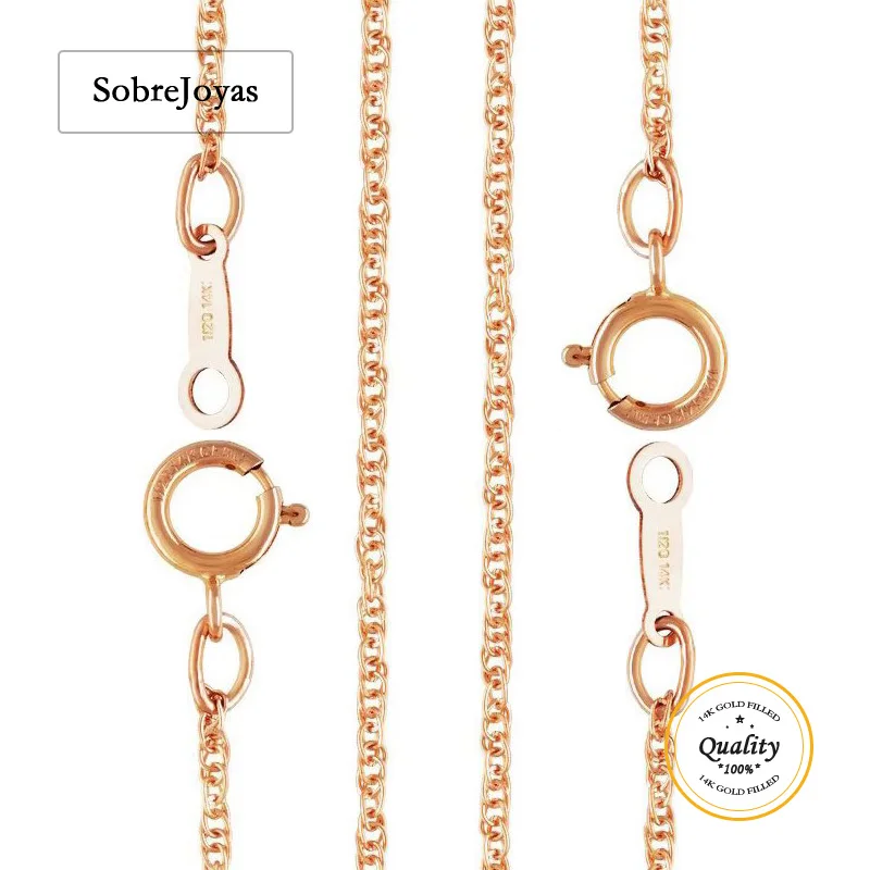 1mm 14K Rose Gold Filled Rope Chain with Spring Clasp Durable Necklace Chain for Jewelry Making