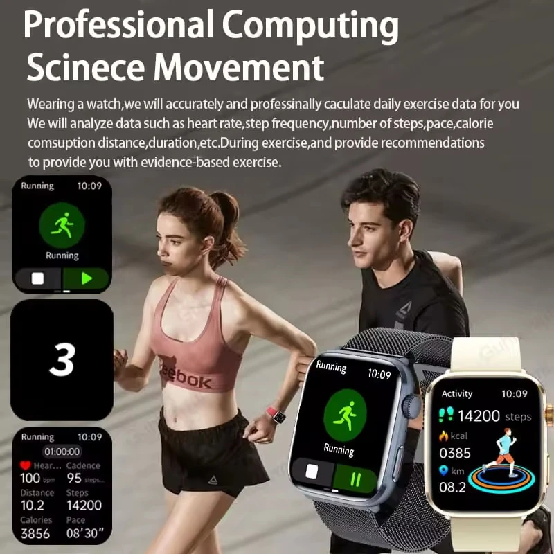 الموضة الجديدة النسخة العالمية AI التشخيص NFC SmartWatch الرجال النساء HRV ضغط الدم معدل ضربات القلب الصحة المسار IP68 ساعة مقاومة للماء #5