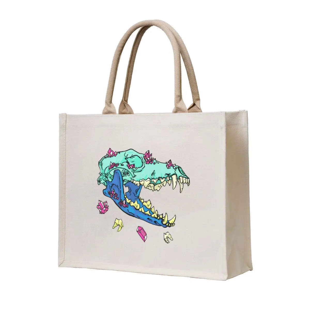 

Candy Crystal Coyote Skull Tote Bag shopper bags for women tote bag screen custom fabric bag