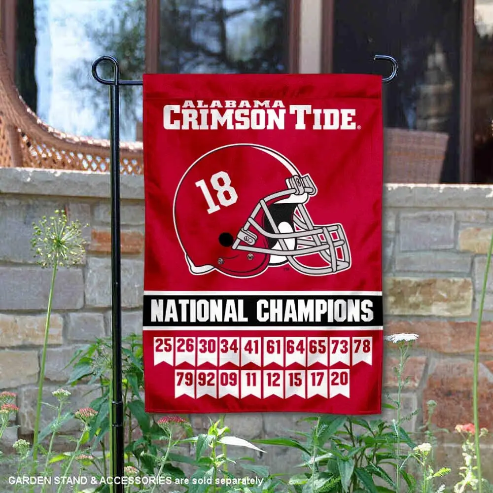 College Flags & Banners Co. Crimson 18 Times National Champions Double Sided Garden Banner Flag