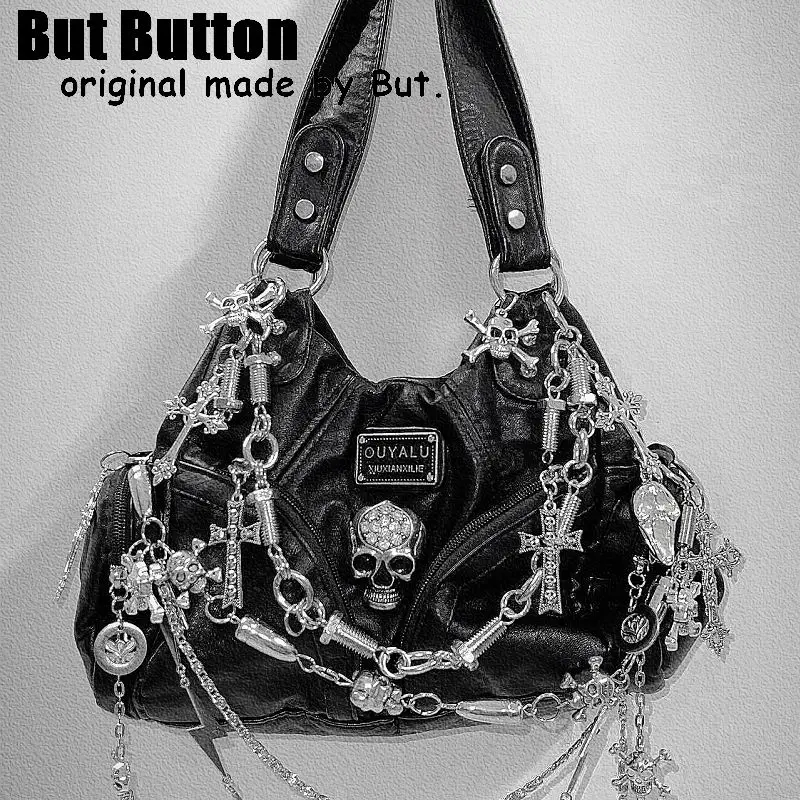 women Y2k girl Vintage Harajuku full of chains gothic Rivet spike