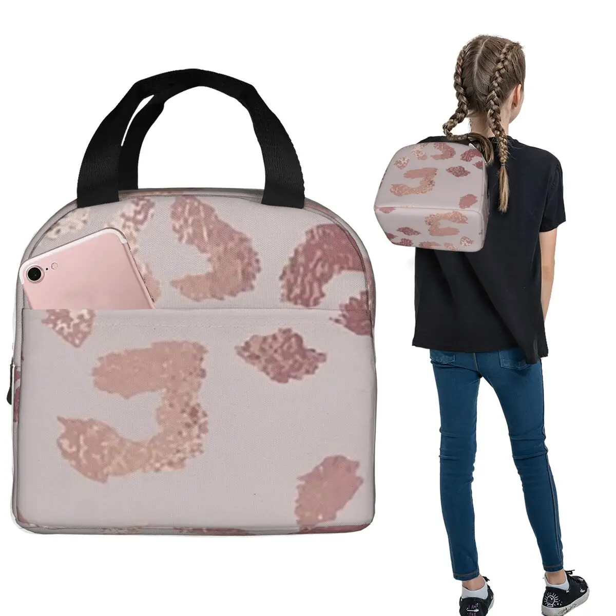 

Сумки для обеда с леопардовым принтом, изолированная коробка для бенто, портативная сумка для обеда, герметичная термосумка-холодильник для женщин и детей, работа