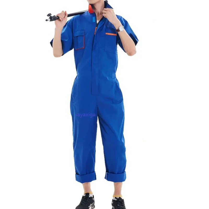 Summer Work Coveralls Short Sleeve multi pockets Protective Jumpsuit Overalls Repairman Car Workwear Uniforms Mechanical Rompers