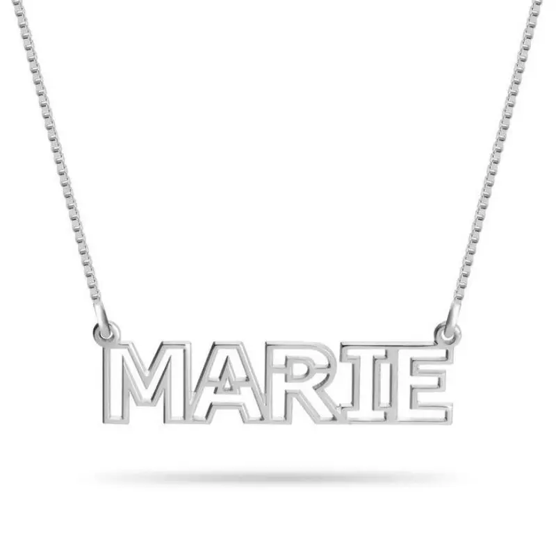 Customized Name In Stainless Steel Cutout Name Necklace 925 Sterling Silver Gift For Mom Mother's Day Customized Gift