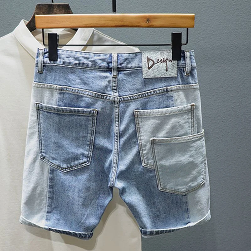 Ripped Cargo Male Denim Shorts Straight Long Knee Length with Pockets Men\'s Short Jeans Pants Half New In Luxury Jorts Baggy Y2k