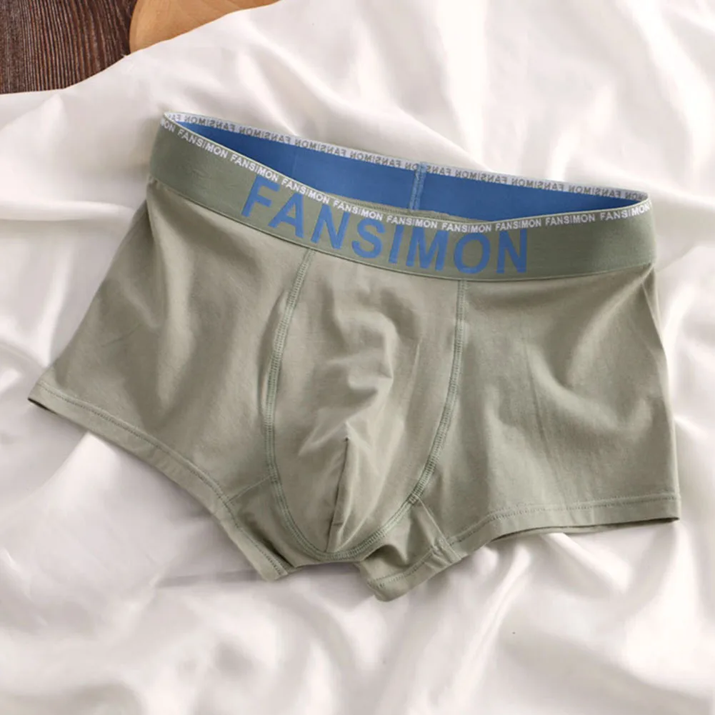 Comfortable Men's Boxers Briefs Underpants Middle Waist Shorts Cotton Fabric Solid Pattern Stylish Sexy Men's Underwear