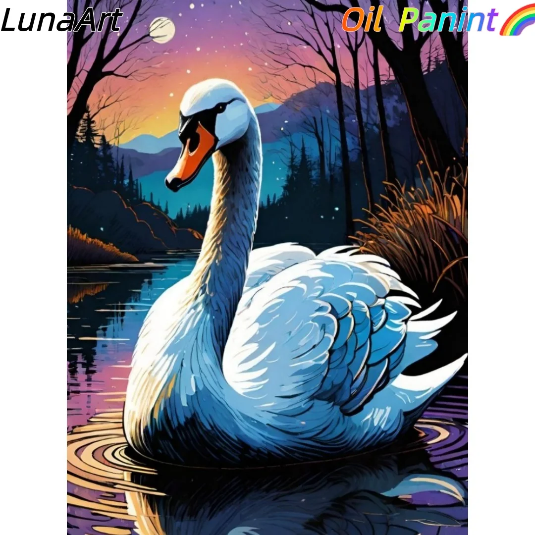 

Цифровая картина маслом «Лебедь» своими руками, красочная ручная роспись, украшение для дома, простые поделки и подарки ручной работы