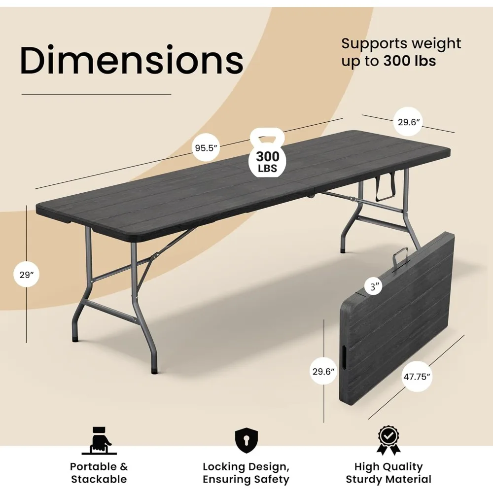 

Foldable Table with Built in Handle & Steel Legs | Heavy Duty Portable | Perfect for Party, Dining, Wedding, Events,