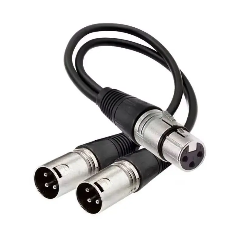 

1/3/5PCS 30cm 3 Pin XLR FEMALE Jack To Dual 2 MALE Plug Y SPLITTER Cable Adaptor 1 FT Foot Cord