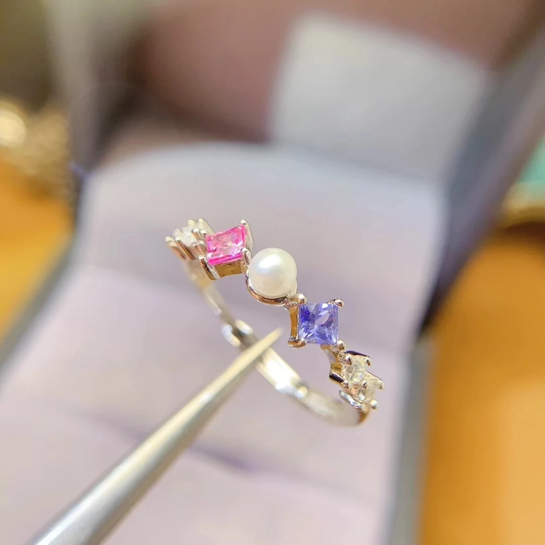 

KJJEAXCMY High quality Women's Natural Colored Sapphire Ring S925 Sterling Silver Inlaid Simple Fashion Jewelry Support testing