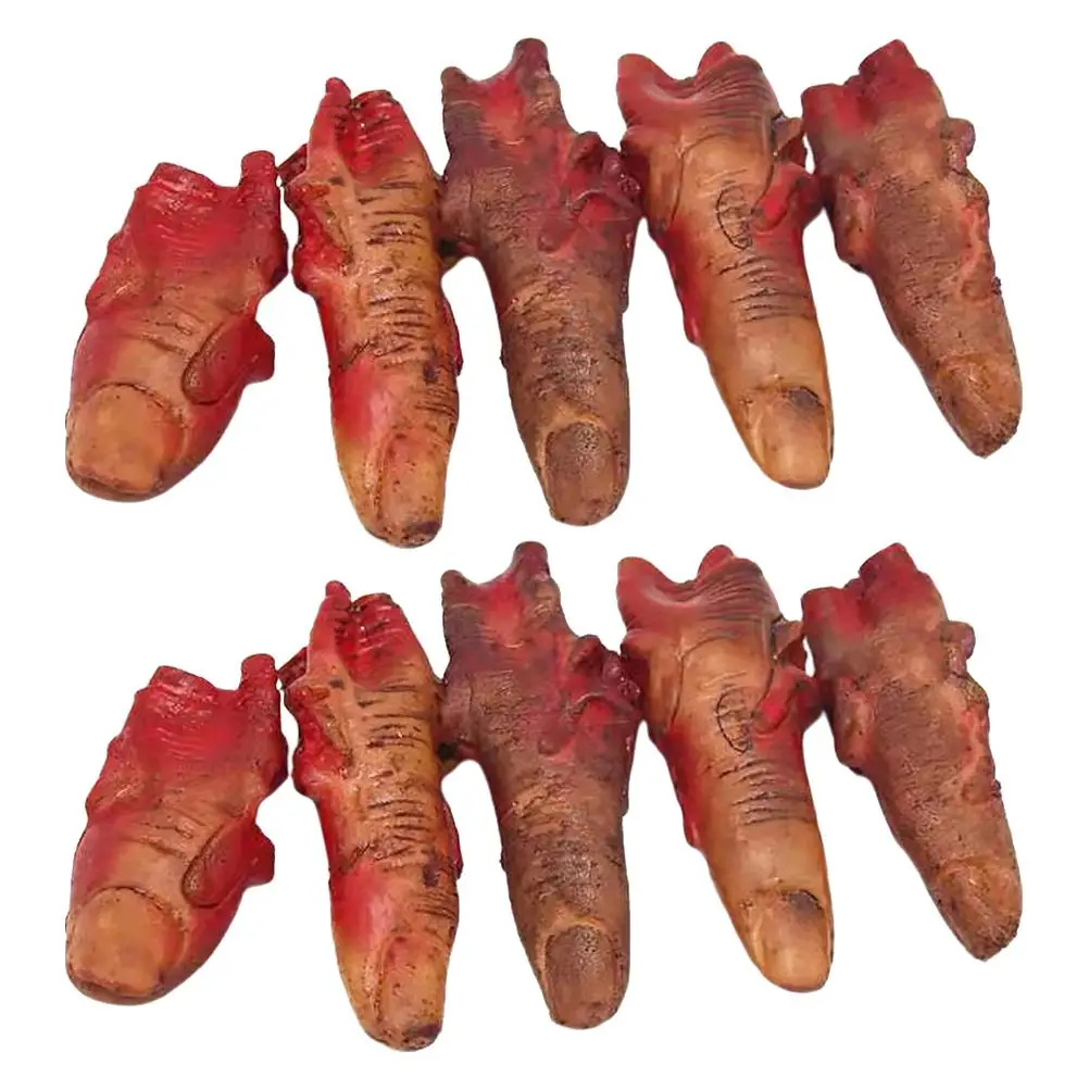 10pcs Halloween Bloody Finger Fake Articulated Finger (Dark Red)