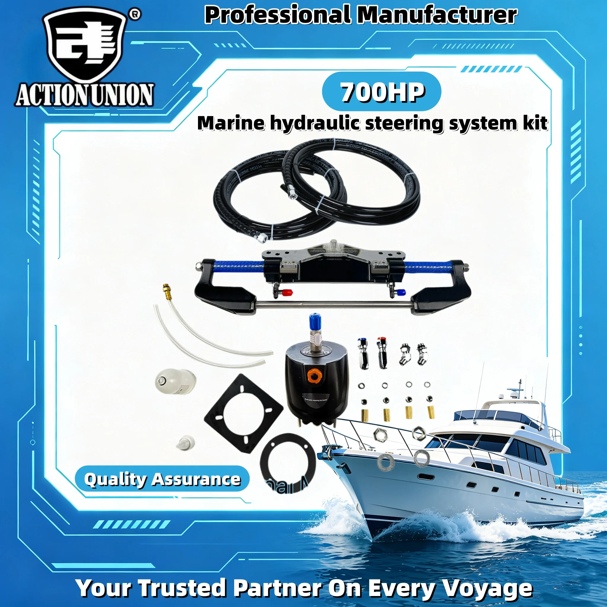 

Yacht marine hydraulic steering system device 700HP outboard motor hydraulic steering system marine equipment