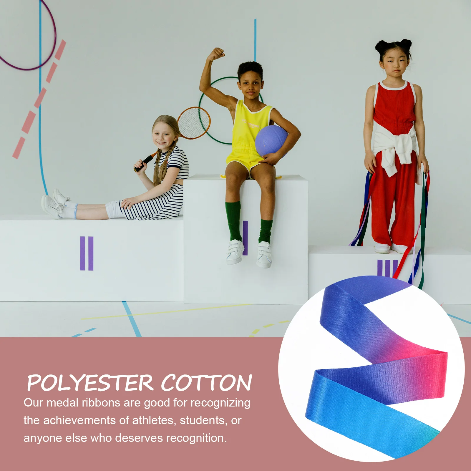 

12pcs Medal Ribbons Red White Blue Award Alloy Hook Ribbon For Medal Competition Neck Ribbon Polyester Sports