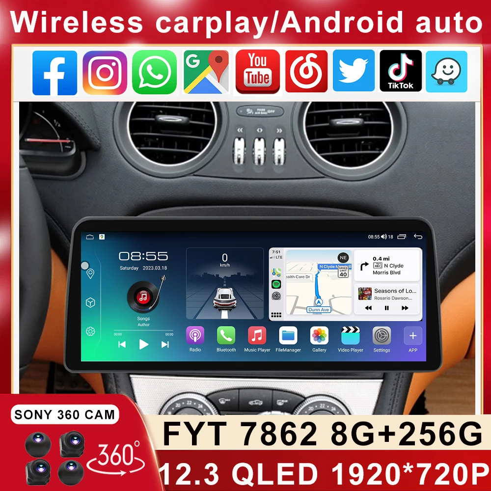 

Экран для Mercedes Benz SL R230 SL350 SL500 SL55 SL600 SL65 Android автомобильный стерео Мультимедийный видеоплеер головное устройство Carplay авто