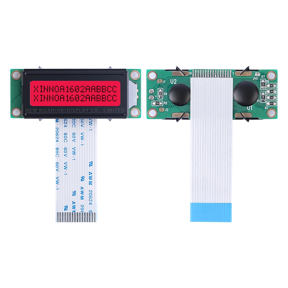 Rood Licht Zwart Letters 1602a-20-2a Karakter Dot Matrix Scherm 2X16 Lcd Fpc 75Mm 53X20Mm St7066u Parallel Weergaveapparaat