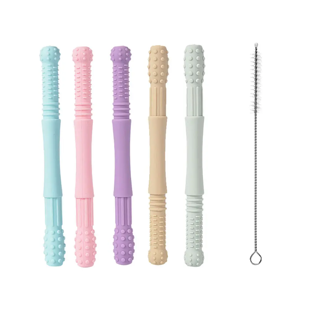 

1 set 1 Set Hollow Silicone Baby Teether Molar Sticks For Teething Pain Relief Soft Chew Food Grade Safe Infant Gum Massage