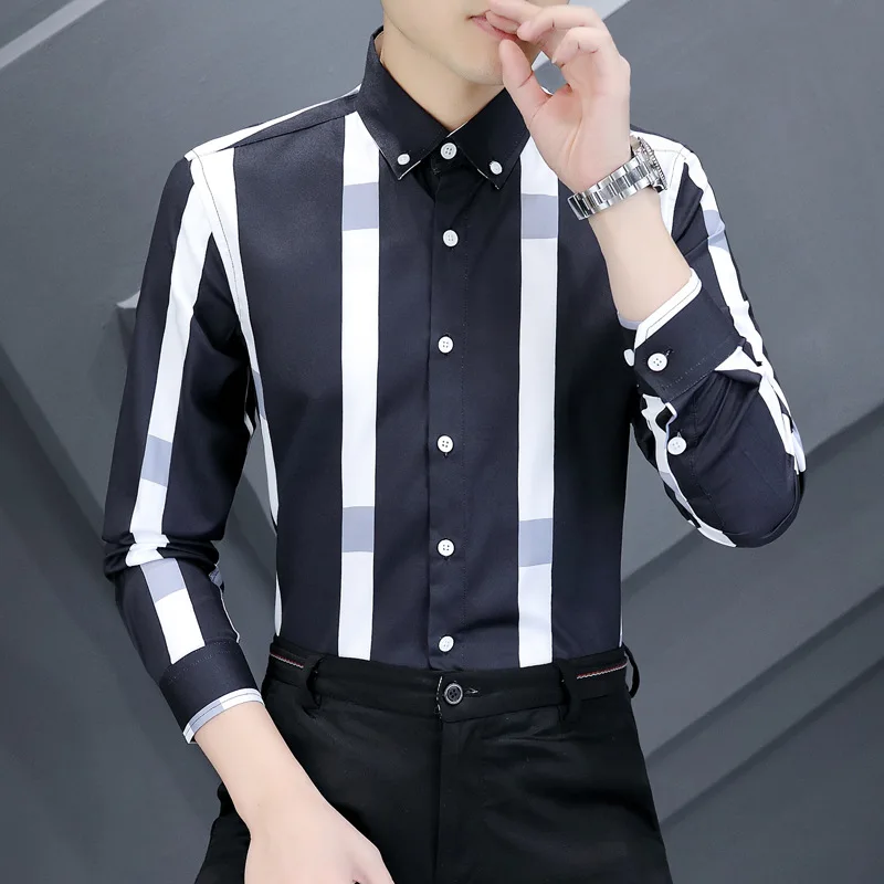 

Новое весеннее поступление, мужская универсальная шелковая длинная теплая тонкая мужская одежда свободного покроя в японскую полоску с узором